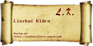 Liszkai Klára névjegykártya